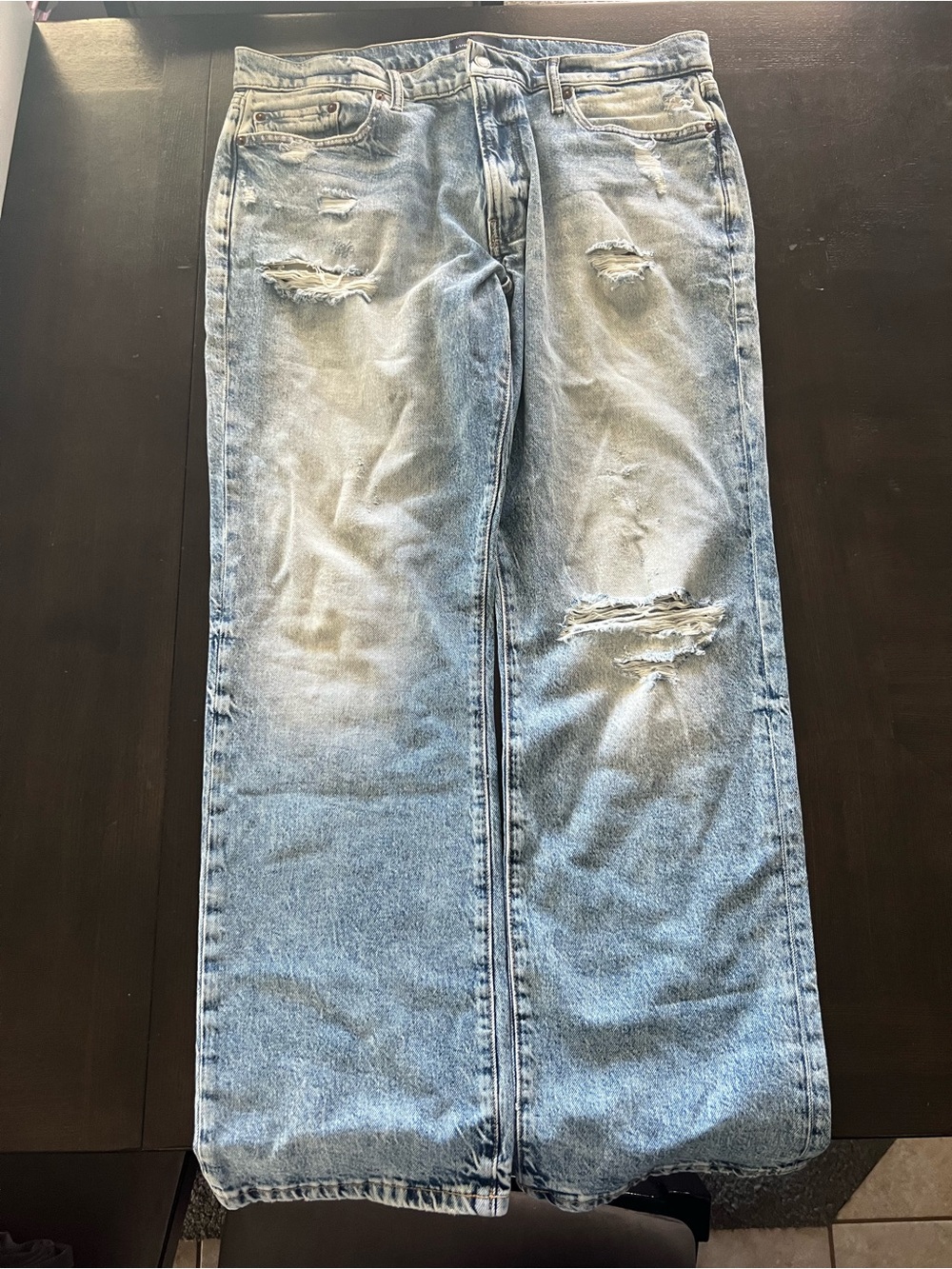Lucky Brand Men's Blue Straight Light Wash Distressed Denim Jeans 36 x 32